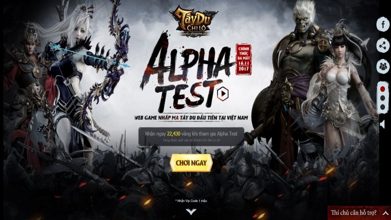 10h00 sáng ngày 14/11 – Webgame Tây Du Chi Lộ mở Alpha Test