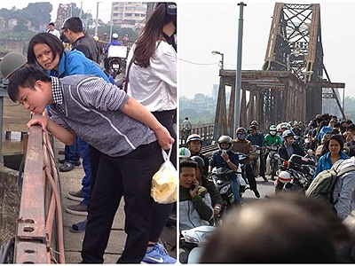 Hàng ngàn người dân Hà Nội chen chân lên cầu Long Biên xem gỡ bom